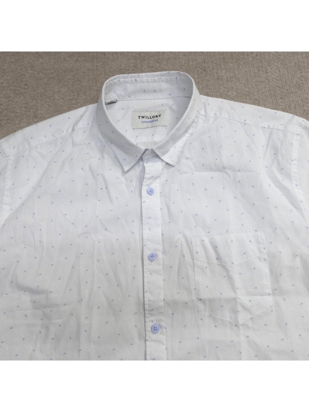 Twillory Mens Shirt XL White Tailored Fit Untuckable Chest Pocket